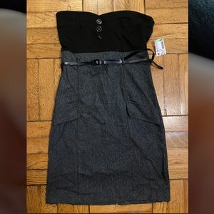 Mini strapless dress with belt